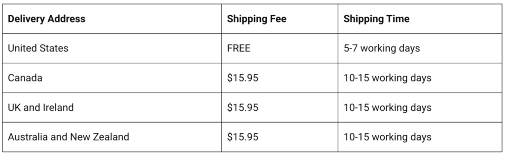 shipping table